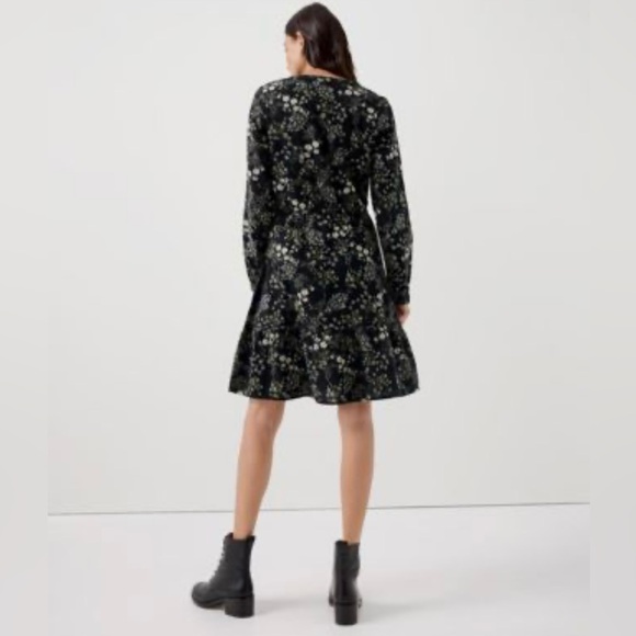 Pact Dress Womens Size Large Cafe Crepe Tiered Green Floral Long Sleeve - Picture 1 of 16